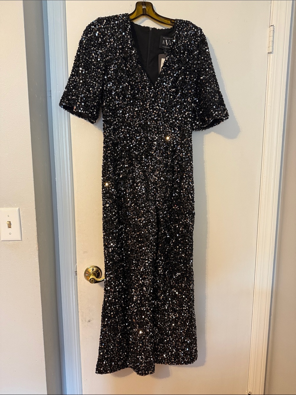 Black Sequin V-Neck Evening jumpsuit